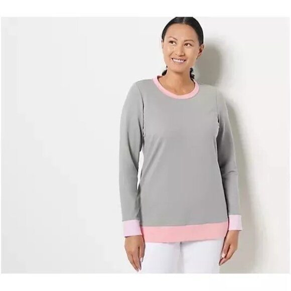 Sport Savvy Women's XS French Terry Colorblock Sweatshirt Tunic White A472267 - Picture 4 of 6